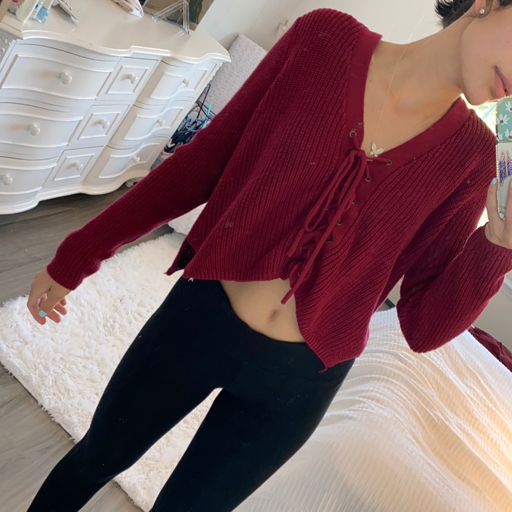 Red knit sweater